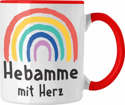 Produktbild von Trendation - Hebamme mit Herz Tasse Geschenk Geschenke mit Spruch Kaffeetasse Hebamme Dankeschön (Rot)