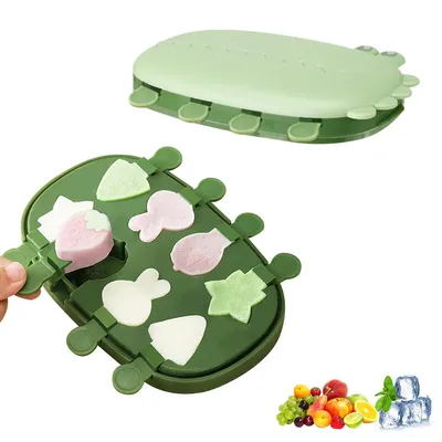 Produktbild von Wiederverwendbare Dinosaurier Eisformen,Eis am Stiel Silikonform mit Deckel, Antihaft Käsespießform, Kinder Eisform, 8 teilig