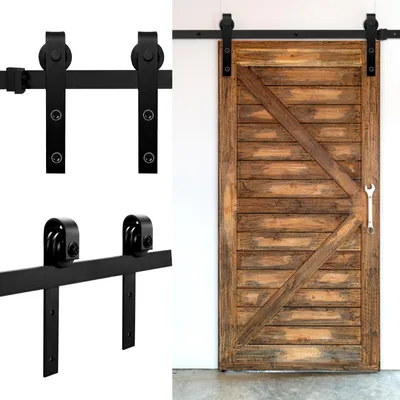 Produktbild von Bettizia Schiebetürbeschlag Zimmertür Türbeschlag  Big Wheel Scheunentor Belastung 150kg Laufschienen Schiebetürsystem Set 152 cm