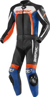 Produktbild von Berik Ascari Pro 2-Teiler Motorrad Lederkombi, schwarz/weiß/rot/blau, 50