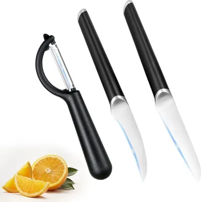 Produktbild von Obstmesser Schälmesserset-Set Kochmesser Edelstahl 3-teilig, hochleistung, langlebig, aus hochwertigem Klingenstahl