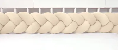 Produktbild von Bettschlange geflochten Velours 400 cm – Creme | Bettumrandung Babybett Nestchen | Letino