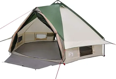 Image de Tente tipi vidaXL pour 6 personnes, vert et blanc, 431 x 366 x 185 cm