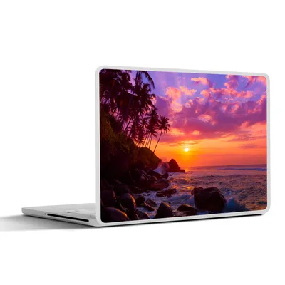 Produktbild von MuchoWow® Laptop Aufkleber Sticker Cover Palme - Rosa - Meer 31x22.5 cm - Laptop-Deko