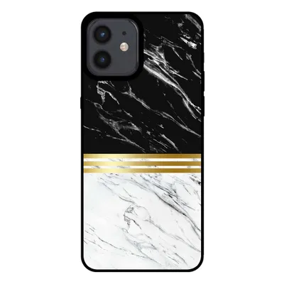 Obrázek produktu pro Smartphonica Pouzdro na mobil pro iPhone 12/12 Pro mramorový vzhled - zadní kryt mramorové pouzdro - Black White