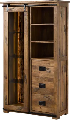 Immagine prodotto di MASSIVMOEBEL24 | Vetrina in legno di Mango / Legno riciclato 100x45x175 Laccato naturale RAILWAY LUX #125