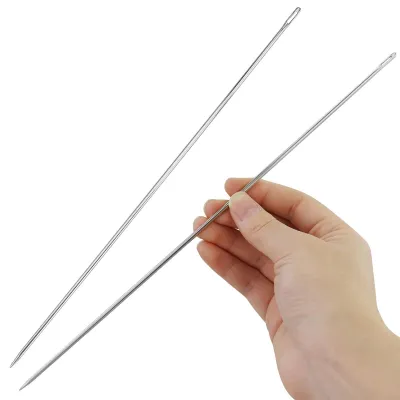 2 lange Nähnadeln 30 cm, großes Öhr, 3 mm, für Leder, Polster, DIY