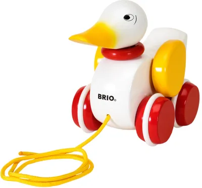 Produktbild von BRIO Nachziehente aus Holz, weiß