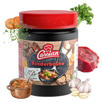 Produktbild von CASSIAN Klare Rinderbrühe 140g Glas - ergibt 7 Liter, sofort löslich