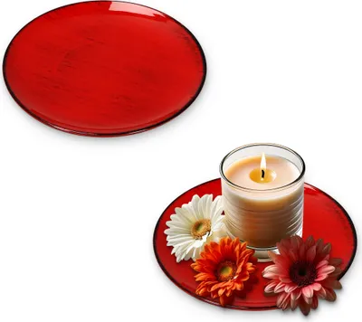 Image de Assiettes décoratives 15 cm set de 2 en rouge et noir pour l'intérieur & l'extérieur