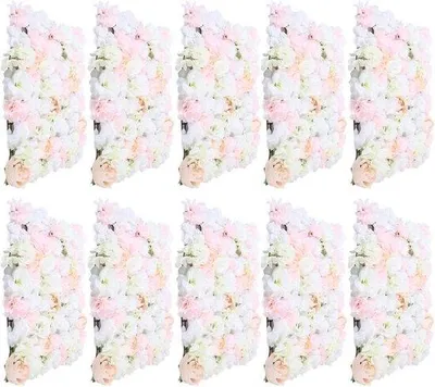 Produktbild von Blumenwand 40 x 60 cm - Kunstblumen - Rosenwand in Weiß, Rosa, Gelb - Perfekte Dekoration für Hochzeiten - 10 Stück - m-Winkel