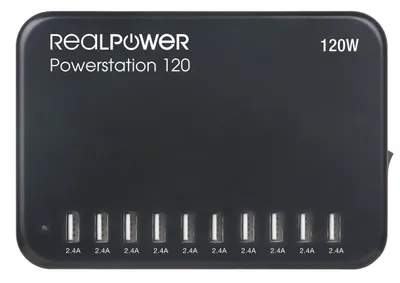 Produktbild von RealPower Ladestation Power Station 120    120W  10xUSB-A
