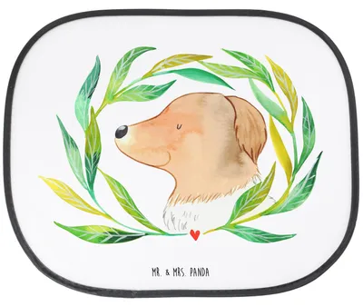 Produktbild von Mr. & Mrs. Panda Sonnenschutz Auto Hund Blumen - Weiß - Geschenk, Niedlich, Sonnenblende, Sprüche, Autoscheibe, pkw, Ranke, Hundeliebe, für, Hunde