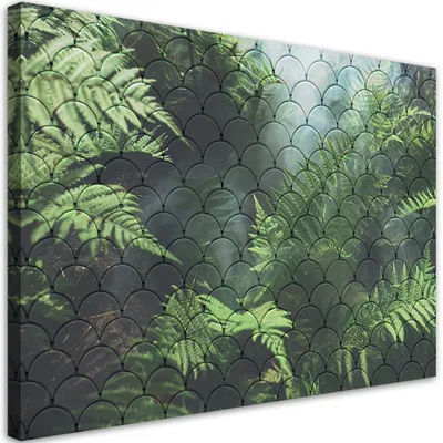 Produktbild von Leinwandbild Farnblätter natur 120x80 Feeby Grün bild für die wand bereit zum aufhängen