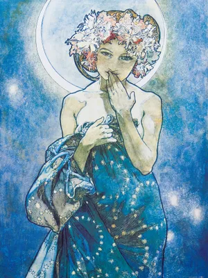 Produktbild von Alphonse Mucha Kunstdruck Bild - Der Mond, 1902 (80 x 60 cm)