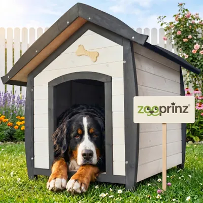 Produktbild von zooprinz Hundehütte Bella | XL | mit dekorativem Hundeknochen | Wetterfest | 97x108x111cm (BxHxT)