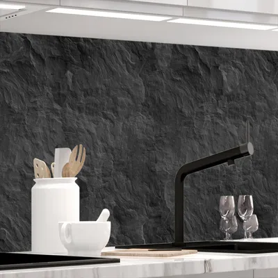 Produktbild von Küchenrückwand selbstklebend Matt-Optik - SCHIEFER - 1.8mm, versteift, alle Untergründe, Hart PET Material, PREMIUM 60 x 80cm