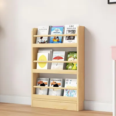 Image de Étagère bibliothèque pour chambre d'enfant, dimensions 60x10x89 cm, couleur bois, 3 niveaux