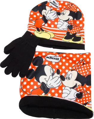 Zdjęcie produktu dla Komplet czapka komin rękawiczki DISNEY MINNIE MOUSE dla dziewczynki czerwony