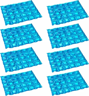Immagine prodotto di 8 tappetini refrigeranti flessibili, dimensioni 29 x 24 cm. Ricaricabili, riutilizzabili. Ideali come: tappetino refrigerante, cuscino refrigerante, refrigeratore per bottiglie, impacco refrigerante