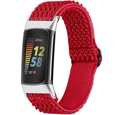 Produktbild von imoshion Elastisches Nylonarmband für das Fitbit Charge 5 - Rot