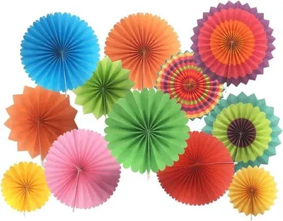 Produktbild von Famanu Papierfächer und Girlanden für Festdekoration - Set von 12
