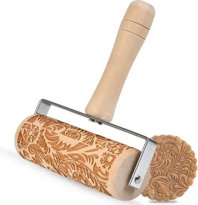 Immagine prodotto di Rullo da pasta in legno con motivo 3D, 1 pezzo