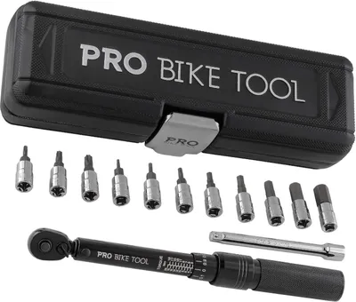 Immagine prodotto di Pro Bike Tool Set di chiavi dinamometriche a scatto da 1/4 di pollice - da 2 a 20 Nm - Set di manutenzione per biciclette da strada e mountain bike - Include bussole a Esagono e Torx, barra di prolunga e scatola di custodia (nero)