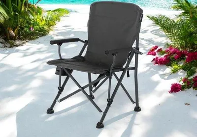 Produktbild von Famanu Campingstuhl XL, bis 150 kg, Faltstuhl mit Getränkehalter - Schwarz