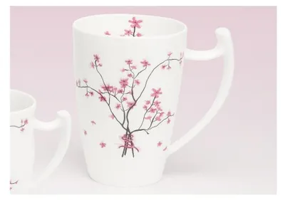 Produktbild von Jumbotasse, Becher CHERRY BLOSSOM 500ml weiß rosa Porzellan rund TeaLogic