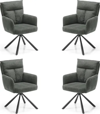 Produktbild von Armlehnstuhl 4er Set, drehbar, Mikrofaser in grau NEWBURGH-119
