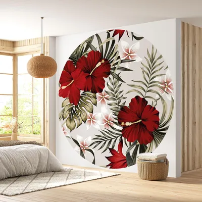 Produktbild von Runde Tapete / Kreis - Lumaléa - Blumenmuster - Standardpapier 170 g, abwaschbar - Durchmesser 130 cm
