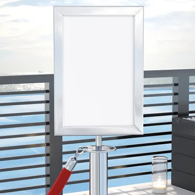 Produktbild von 2er-Set ROYAL | Infotafel | Chrom | A4 | für Taupfosten | Schilder Halter Schild Personen Leitsystem Kordel Ständer Absperr Abgrenzungs
