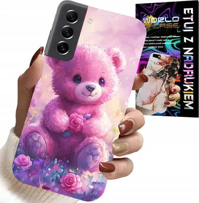Produktbild von Hülle Für Samsung Galaxy S22 - Süsser Teddybär Auf Rosa Hintergrund, Hülle + Glas