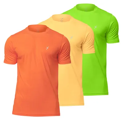 Produktbild von CFLEX Herren Sport Shirt 3er Pack - Fitness T-Shirt Sportswear Collection - Orange Gelb Grün M