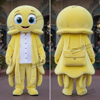 Produktbild von Gelbe MASTICOT Cartoon-Qualle-Maskottchen in Zitronenfarbe