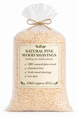 Produktbild von Holzspäne aus Kiefernholz 3 kg (ca. 65 L) - Einstreu Natürlich, Staubarm, Saugfähig für Kleintiere, Nager, Hühner, Garten, Kompost und DIY Anwendungen