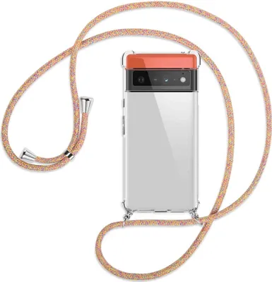 Produktbild von Handykette Backcover-Schutzhülle mit Band (Metall silberfarben) für Google Pixel 6 Pro - Rainbow