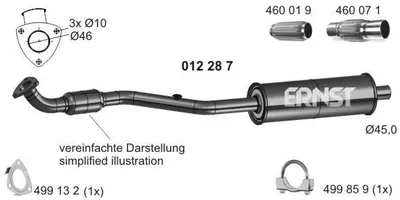 Produktbild von ERNST 012287 Vorschalldämpfer Schalldämpfer für OPEL COMBO Kasten/Kombi COMBO Tour