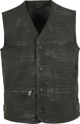Produktbild von MADDOX - Herren Lederweste Lammnubuk schwarz antik : 46