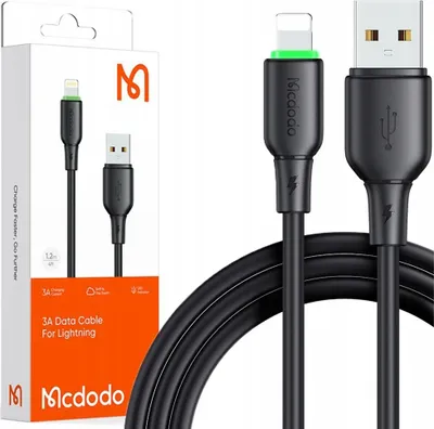 Image de Mcdodo Charger Usb Lightning Fast Charging Cable For Iphone 1M Led Black