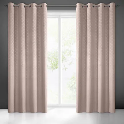 Image de Rideau 140x250 Julia rose poudré préparé sur velours à oeillets avec motif géométrique gaufré Eurofirany