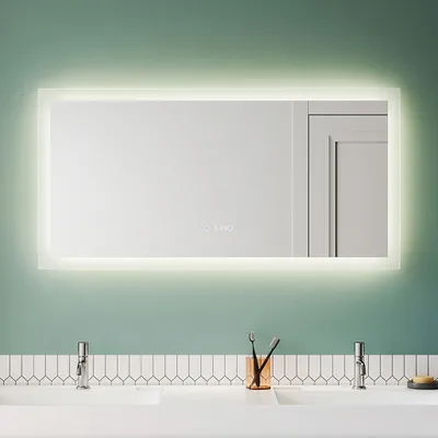 Immagine prodotto di SONNI Specchio da bagno con illuminazione Regolabile in 3 colori LED 120x60cm Orologio touch Specchio da parete antiappannamento Specchio cosmetico