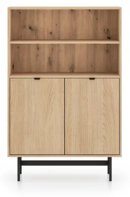 Image de Selsey HEGGERS - Étagère à 2 portes et 2 niches, chêne Mavelie, 92 cm