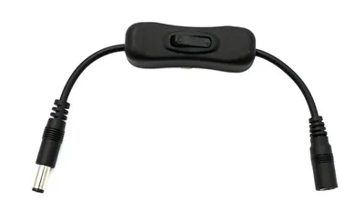 Produktbild von SYSTEM-S DC Kabel 20 cm 24V 5,5 x 2,1 Stecker zu Buchse Schalter Adapter in Schwarz