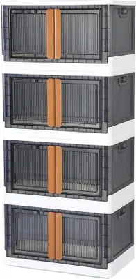 Image de Boîtes de rangement Famanu avec couvercle, empilables, lot de 4, 32 litres, transparentes