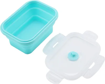 Image de Boîte à lunch portable en silicone pliable et résistante aux micro-ondes Boîte à lunch verte 350ml