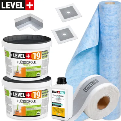 Produktbild von Dichtset Innen Außen Abdichtung-Set SET506 Dichtvlies Flüssigfolie 8kg Auf Holz Fliesen OSB Wasserdicht Dichtband 120/70mm Ausdehnbar