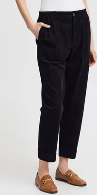 Immagine prodotto di fransa FRCory Pantaloni da donna in tessuto, pantaloni chino con chiusura a zip, tasche laterali, passanti per cintura, 100% cotone, vestibilità ampia