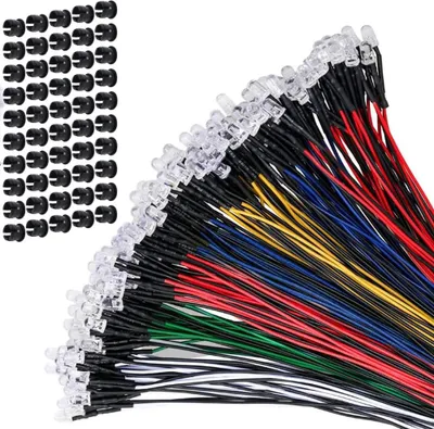 Produktbild von 60 Stücke 5mm DC 12V Vorverdrahtete LED Dioden Licht, Vorverdrahtetes Licht, Leuchtdioden, 12v led Vorverdrahtete für Modellbau Beleuchtung(Weiß/Rot/Blau/Grün/Gelb/Orange)